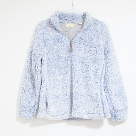 NEW Light Blue Fluffy Cloud Fleece Quarter Zip Pullover Sherpa Jacket | Size M - Picture 4 of 12